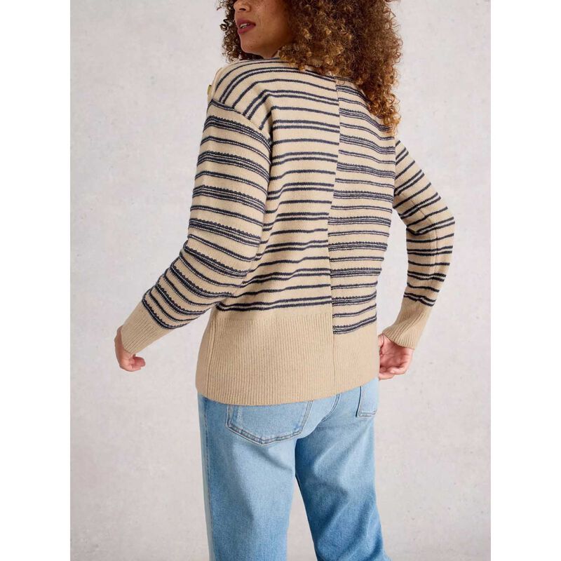 White Stuff Mix Stripe Stand Nk Jumper image number 1